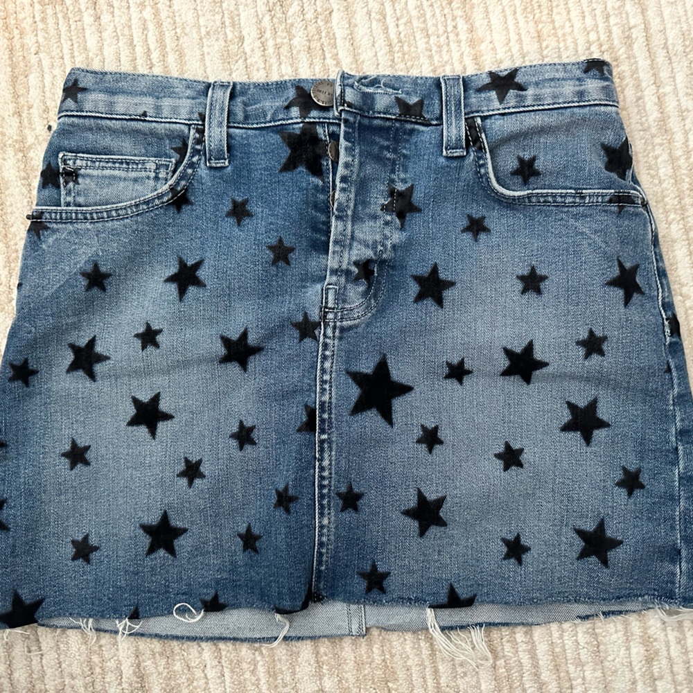 Current Elliot Blue Denim Black Star Mini Skirt